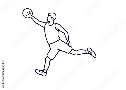silhouette of a female basketball player slam dunk, transparent on a white background