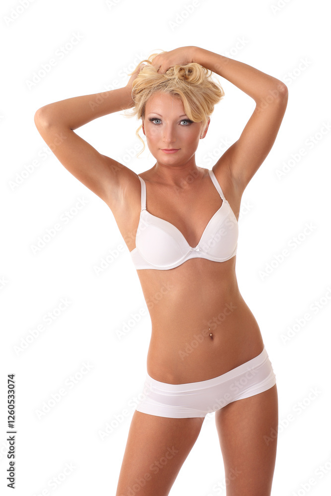 woman with a sexy body in white underwear woman with a sexy body in white underwear