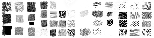 A modern set featuring hatching textures, cross lines, and a canvas pattern background is presented