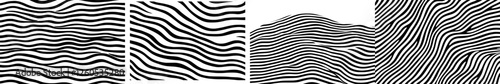 A hand-drawn design featuring wavy backgrounds, lines, and hair textures in monochrome, created as a line art illustration for work and adult spiritual relaxation, also suitable as black and white
