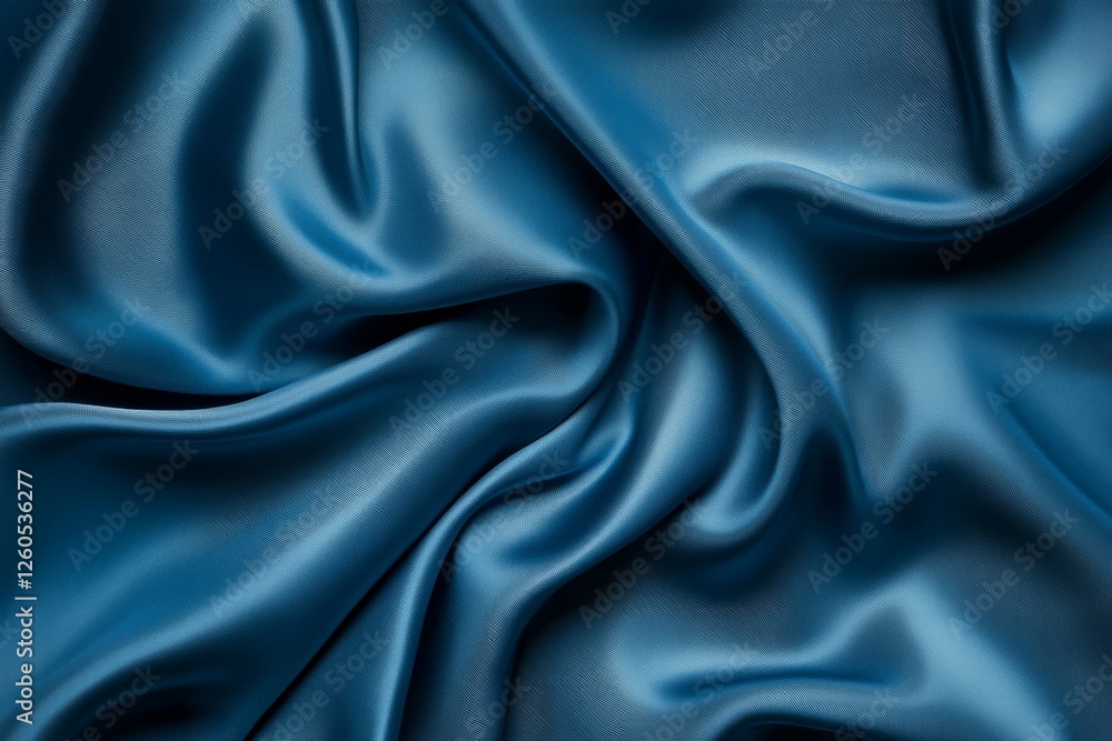 Luxurious blue silk fabric with flowing waves. AI generated Luxurious blue silk fabric with flowing waves. AI generated