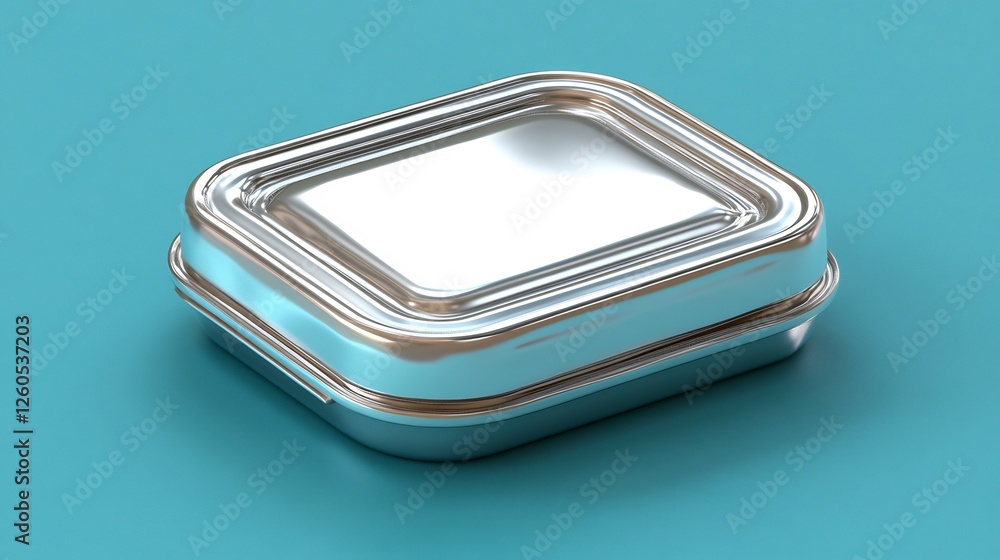 Sleek silver box subtly reflects soft blue light. AI Generated Sleek silver box subtly reflects soft blue light. AI Generated