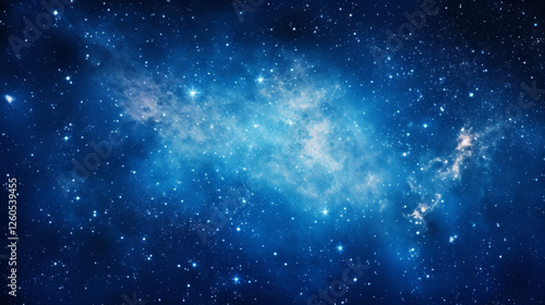 Vast blue galaxy filled with stars and cosmic clouds during nighttime