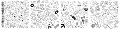 A hand-drawn pasta sketch serves as a fantastic design element for Italian and pasta restaurants