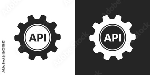 API interface icon black and white vector design