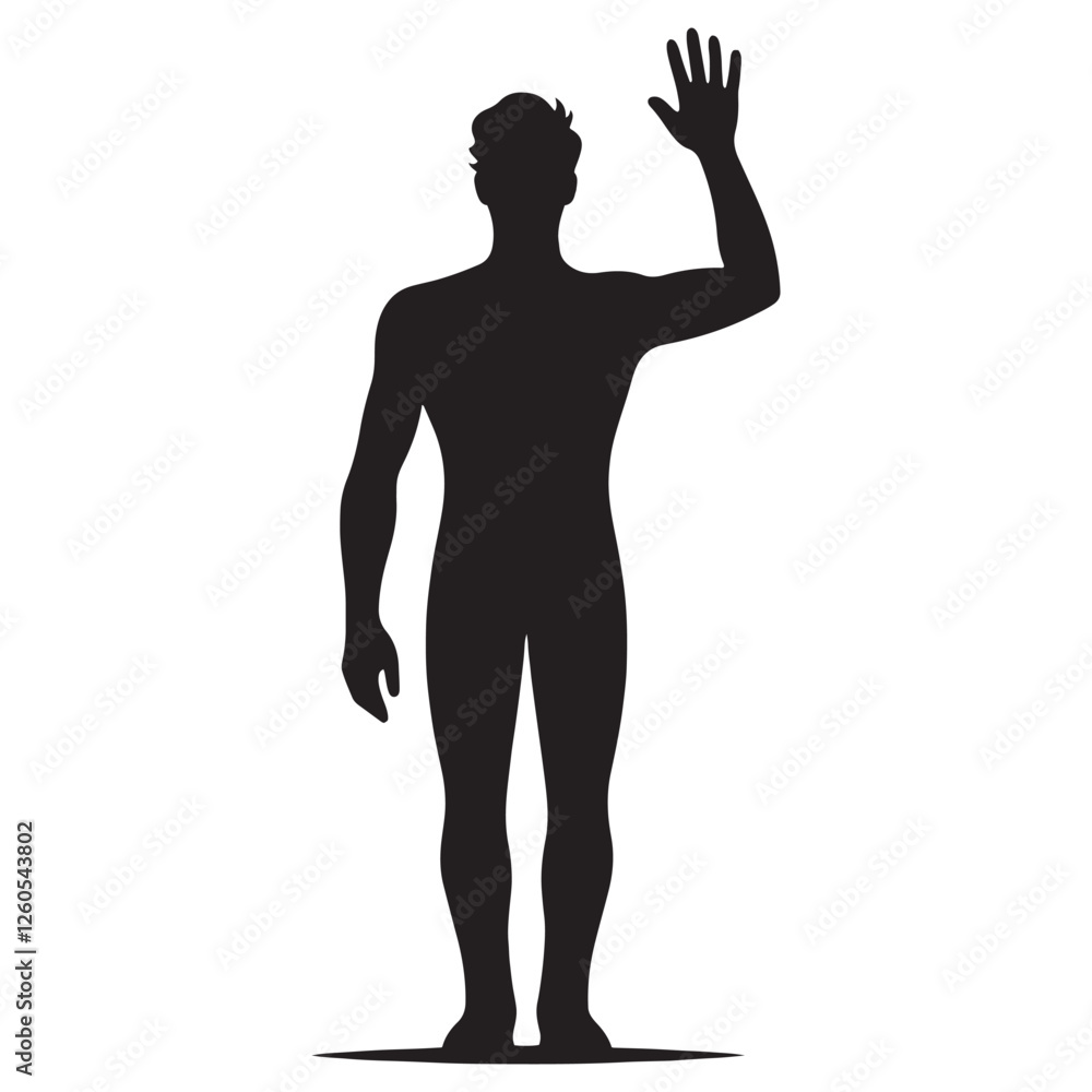 Fototapeta premium Contemporary Waving Person silhouette perfect for stylish and modern art - waving person silhouette - waving person vector - waving person illustration - wave silhouette - waving vector 