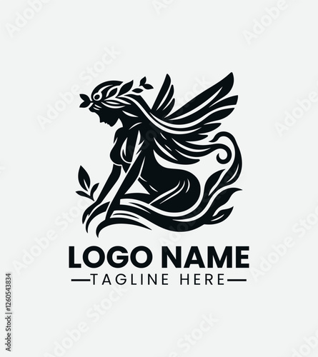 Nymph Logo Design, Mythical Creature Logo, Fantasy Character Logo