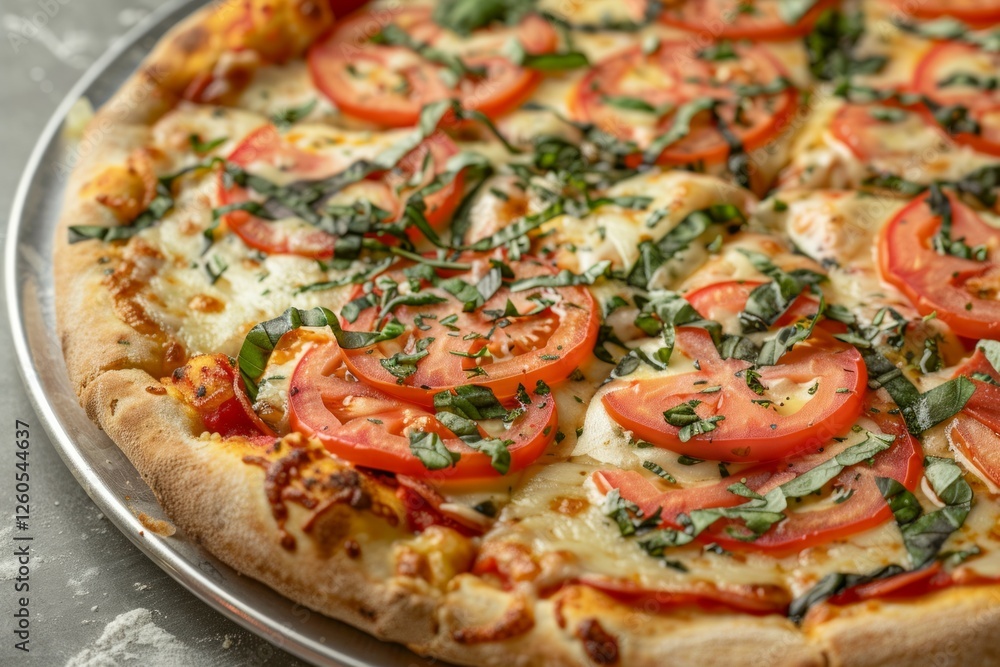 Fresh margherita pizza with tomatoes and basil. AI generated Fresh margherita pizza with tomatoes and basil. AI generated