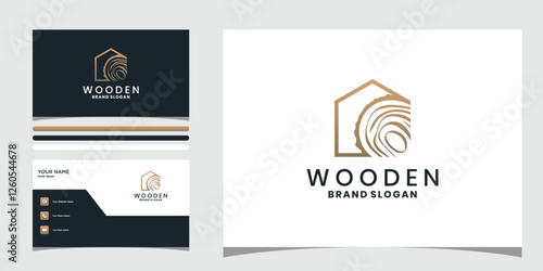 Abstract wood house logo icon vector design