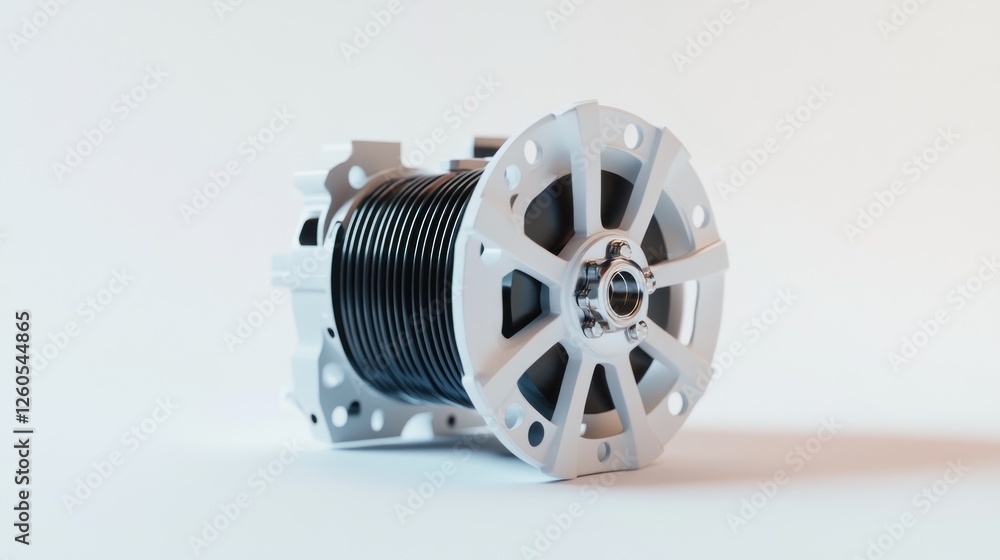 Obraz premium White Industrial Cable Reel on White Background. Possible use Product image for industrial equipment