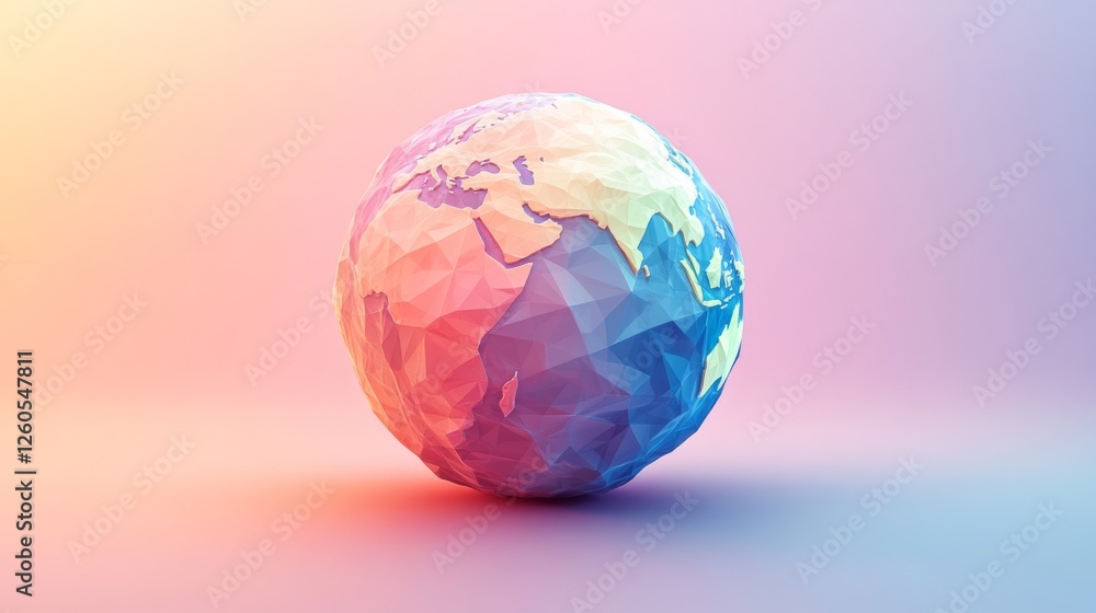 Serene low poly globe minimalist design