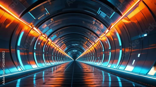 Wallpaper Mural A futuristic tunnel illuminated with glowing lights, showcasing sleek design and vibrant colors in a cinematic, immersive atmosphere. Torontodigital.ca