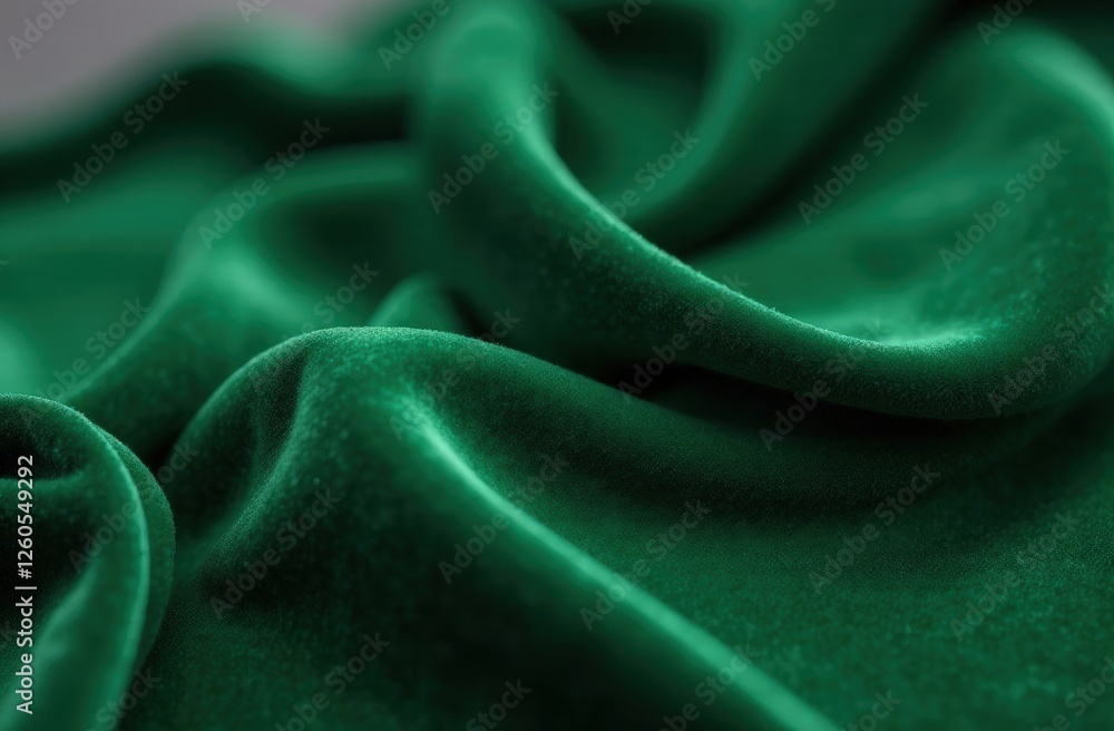 Obraz premium Luxurious green velvet fabric with smooth folds and soft texture. 