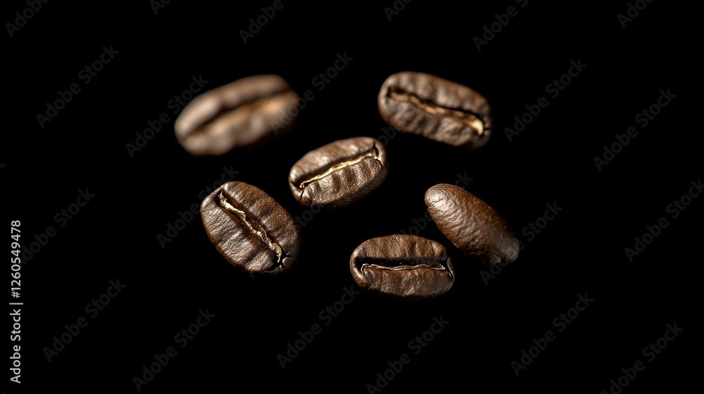 Roasted Coffee Beans on Black Background Roasted Coffee Beans on Black Background