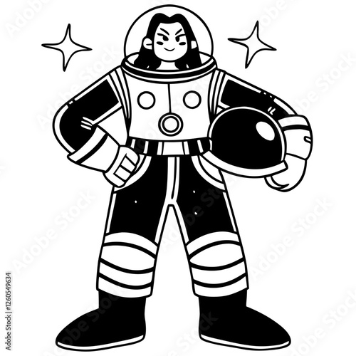 space explorer standing confidently in futuristic spacesuit