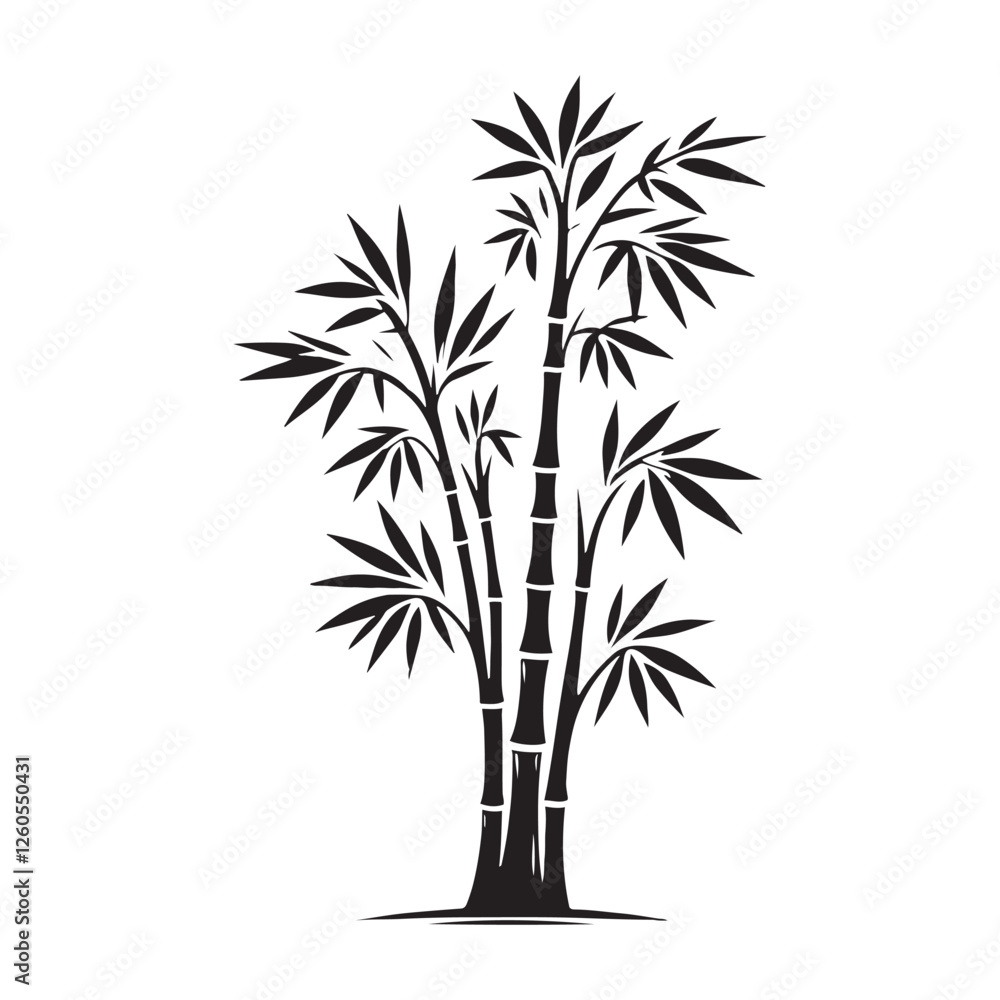 Fototapeta premium Bamboo Tree silhouette offering a stylish and minimal botanical look - Bamboo tree illustration - Bamboo tree vector - Bamboo silhouette 