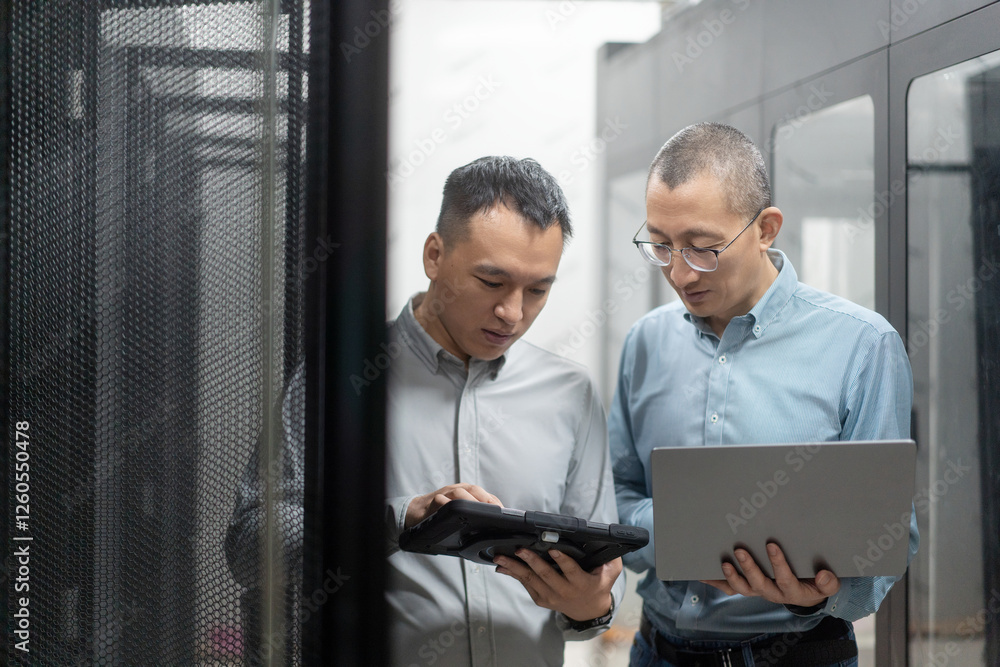 Fototapeta premium asian engineer working in database