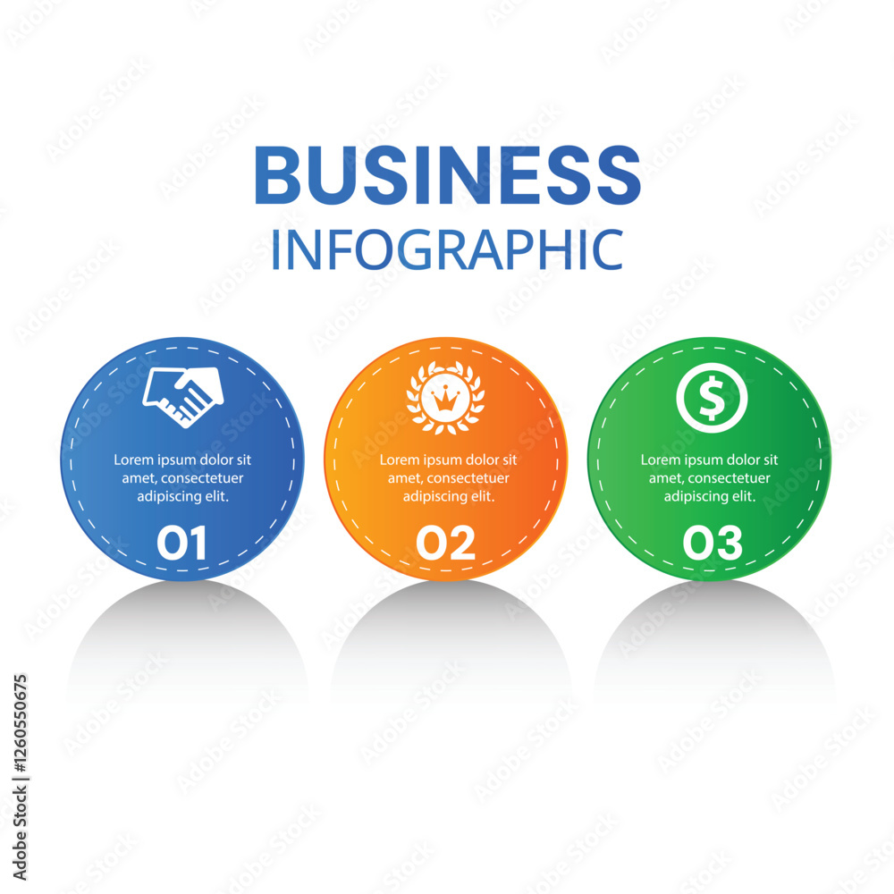 Modern minimalist circle infographic template with 3 options or steps with icons design Modern minimalist circle infographic template with 3 options or steps with icons design