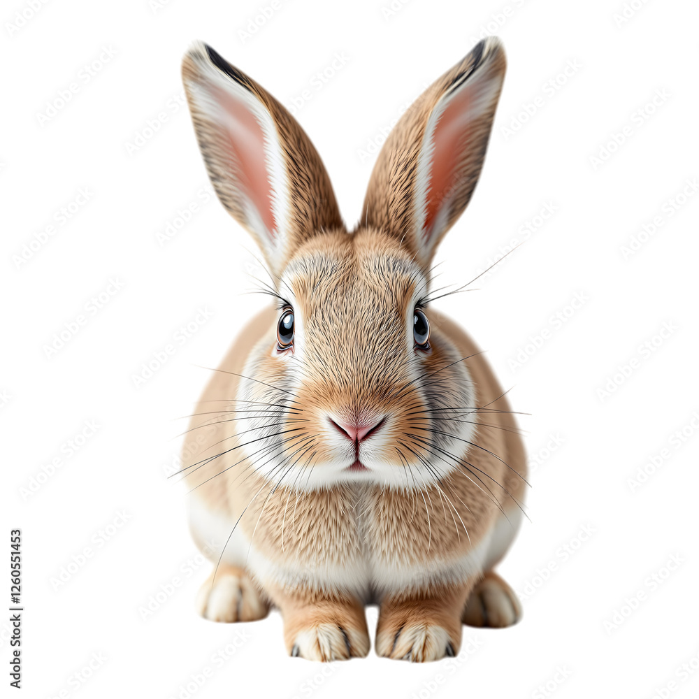 Adorable brown bunny with large upright ears isolated on a transparent background Adorable brown bunny with large upright ears isolated on a transparent background