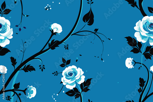 Create a sophisticated vector illustration featuring an elegant floral pattern dominated by lush peonies and other delicate blooms.  The design should be suitable for fabric, wallpaper, or branding.