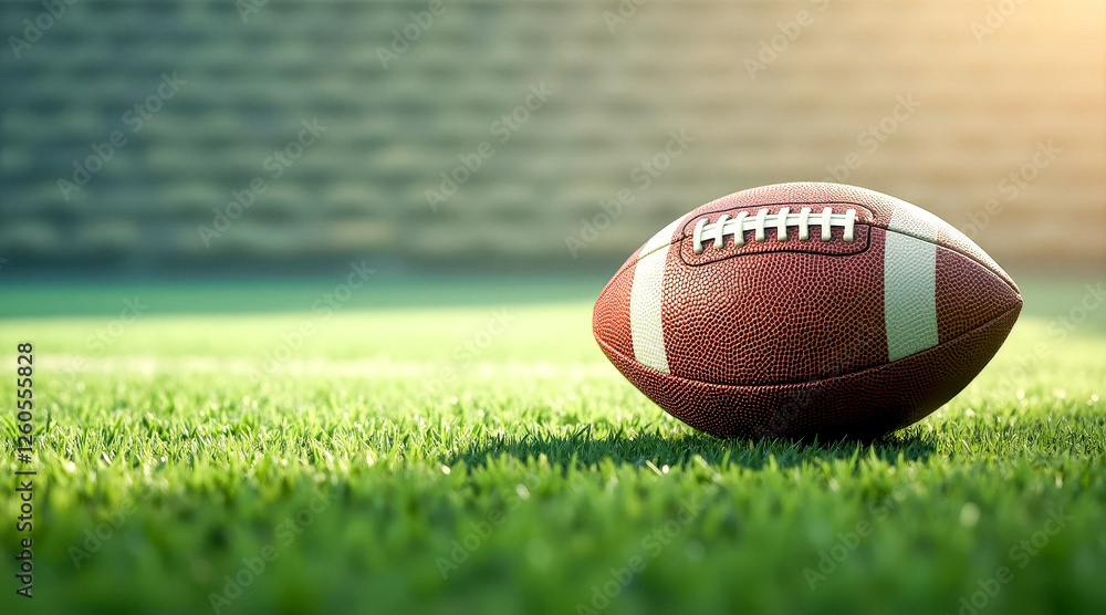 close-up of an american football on a green grass field close-up of an american football on a green grass field