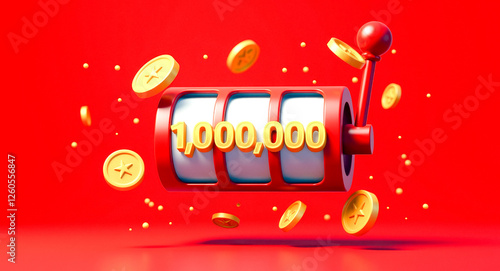 red slot machine with 1000000 jackpot and gold coins