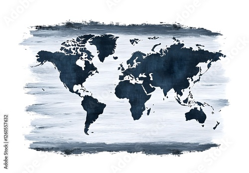 Wallpaper Mural Abstract world map illustration with a dark blue design on a light textured background, conveying a modern artistic feel. Torontodigital.ca