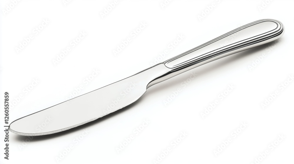 Stainless Steel Butter Knife with a Smooth Edge on a White Background Stainless Steel Butter Knife with a Smooth Edge on a White Background