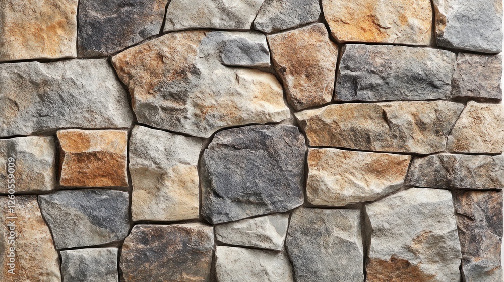 Close-up view of a stone wall, various colors and textures. Possible use for construction or design inspiration Close-up view of a stone wall, various colors and textures. Possible use for construction or design inspiration