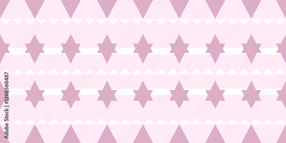 repeating horizontal graphic pattern with alternating rows of triangles and stars in a soft, pastel pink palette,sweetness, playful,Ideal for textile prints,decoration,backgrounds,wallpaper,embroidery repeating horizontal graphic pattern with alternating rows of triangles and stars in a soft, pastel pink palette,sweetness, playful,Ideal for textile prints,decoration,backgrounds,wallpaper,embroidery