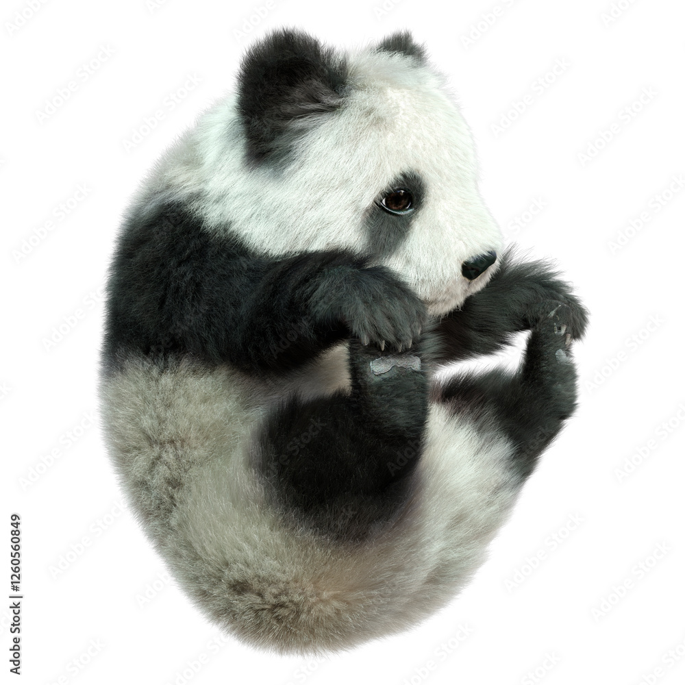 Naklejka premium 3D Rendering Panda Bear on White