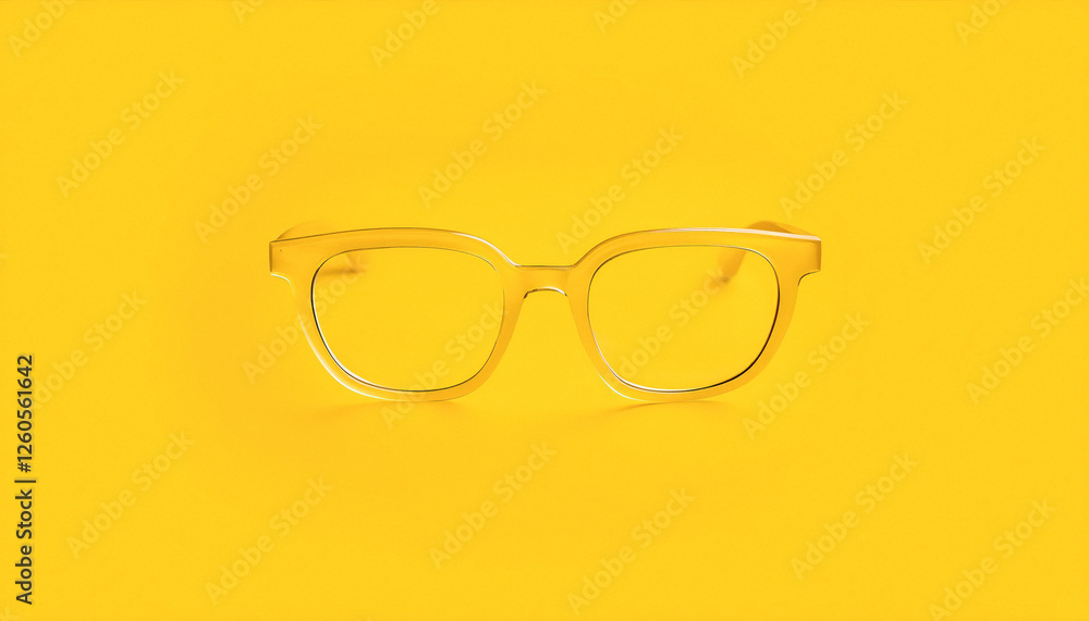 amber -frame eyeglasses on yellow background amber -frame eyeglasses on yellow background