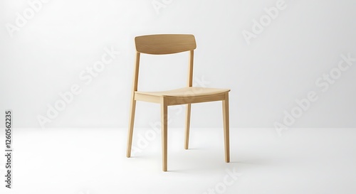 Modern Light Wood Dining Chair on White Background for Minimalist Design