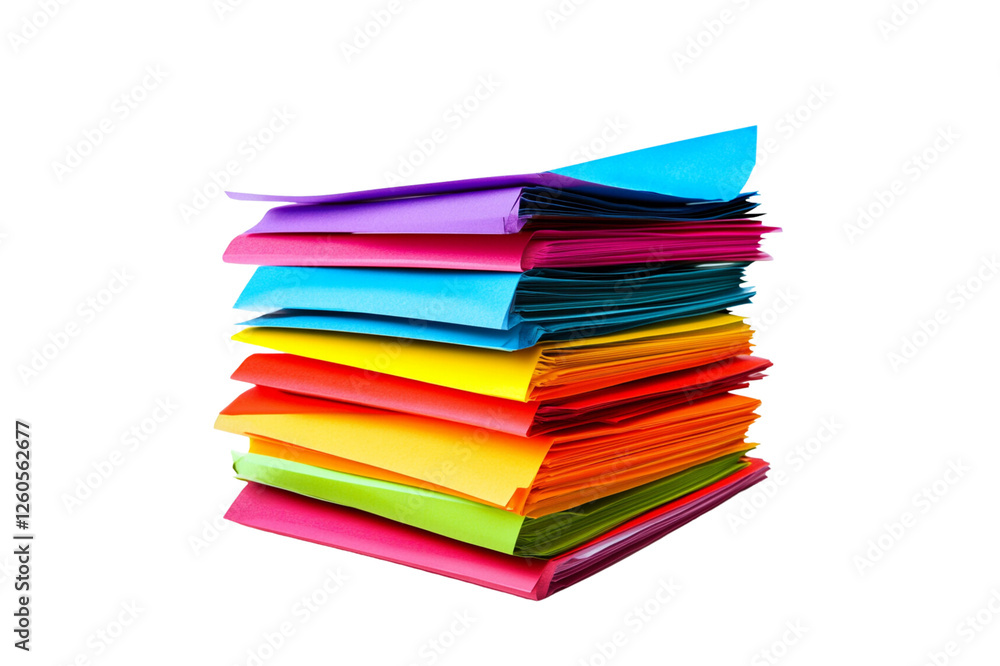 Stack of colorful paper documents isolated on white background. Stack of colorful paper documents isolated on white background.