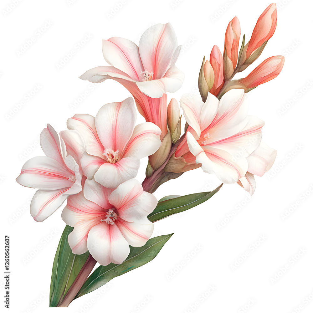 Floral composition features flowers and buds, isolated on transparent background. Floral composition features flowers and buds, isolated on transparent background.