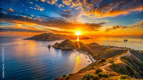 Catalina Island Sunrise: Majestic Pacific Ocean View with Copy Space