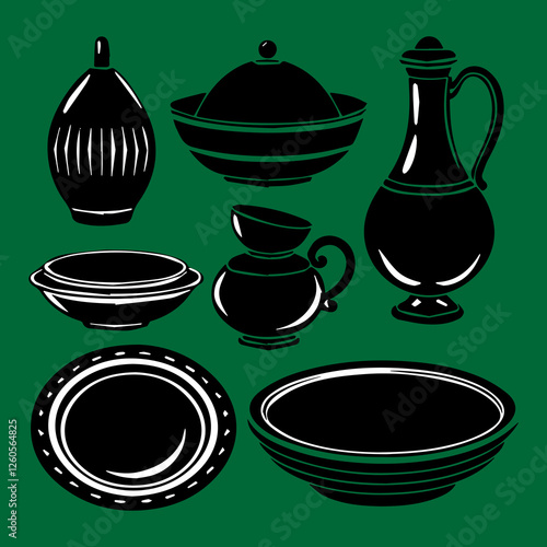 set of black tea cups