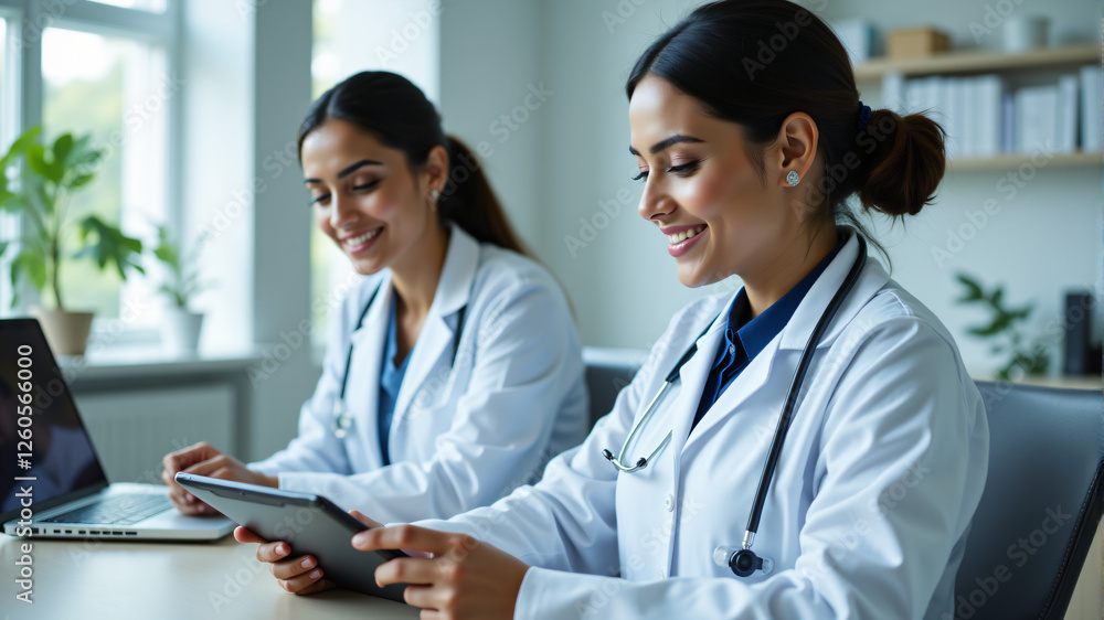 Healthcare Professionals Collaborating in a Modern Office Healthcare Professionals Collaborating in a Modern Office