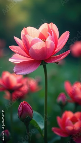 A gentle breeze stirs the petals of a tranquil floral garden, flower, breeze, tranquility