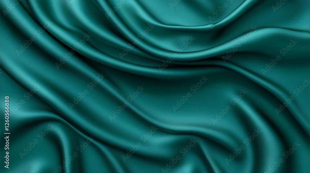 Obraz premium Deep Teal Silk Drapery Softly Swirling Luxurious Texture. AI Generated