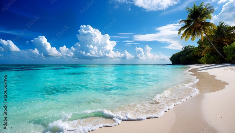 Fototapeta premium A serene tropical beach with crystal clear waters