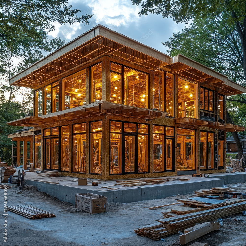 Naklejka premium A house under construction symbolizes building a website.