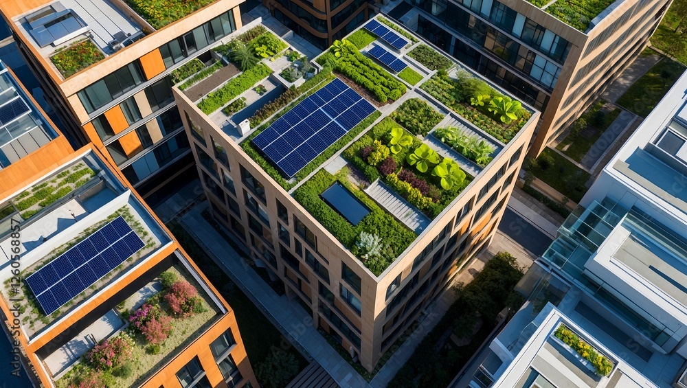 Naklejka premium Aerial view of a sustainable modern city