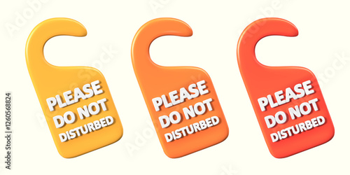 Set of hotel signs on room doors. Please do not disturb. Vector isolated templates of different colors. Elements for recreation concepts. Denied, closed entry