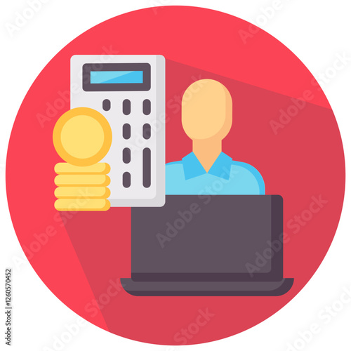 online accountant vector round flat icon