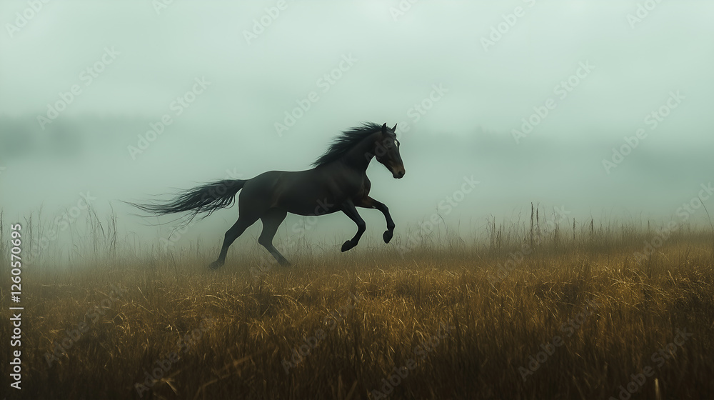 Black horse runs. Black horse play on the meadow Black horse runs. Black horse play on the meadow