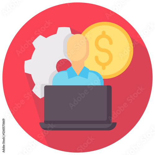 self employed vector round flat icon