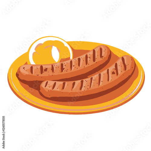 A simple illustration of two grilled sausages 