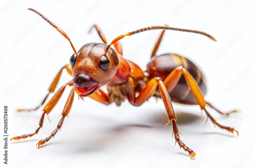 Close-up of a Lone Ant Isolated on White Background - Macro Insect Photography Close-up of a Lone Ant Isolated on White Background - Macro Insect Photography