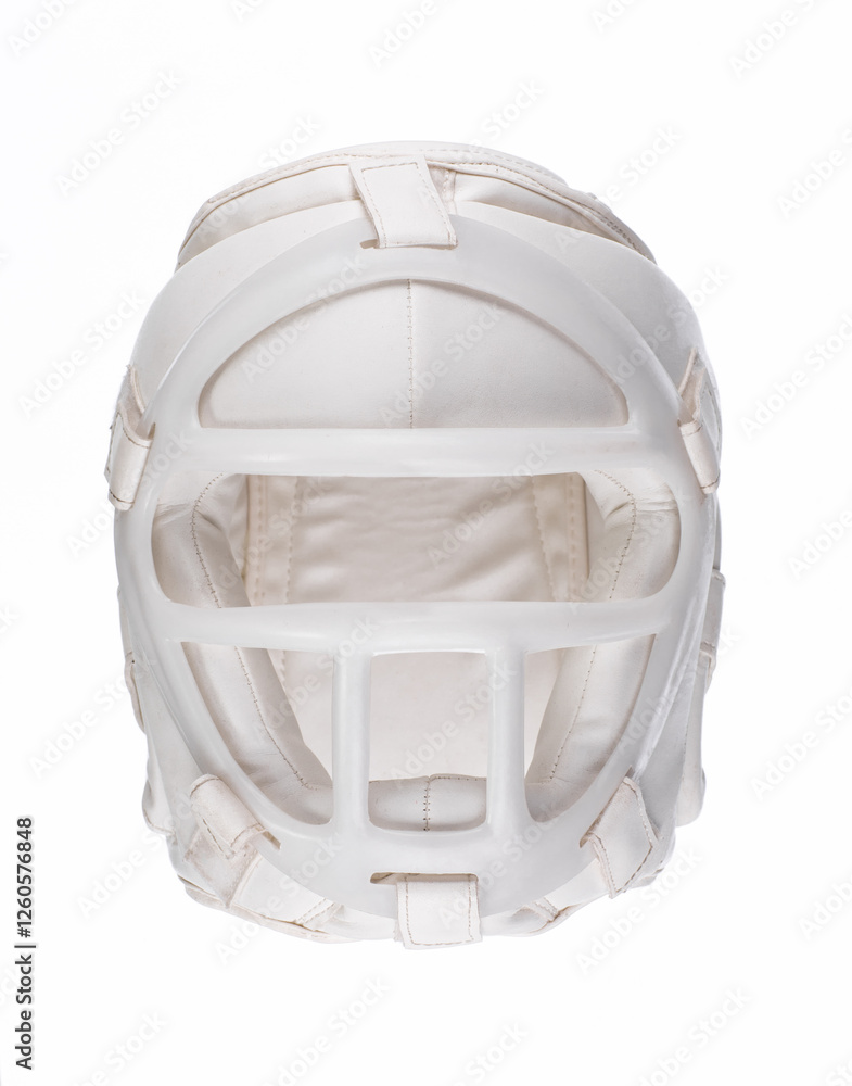 Fototapeta premium white protective helmet for martial arts isolated on white background